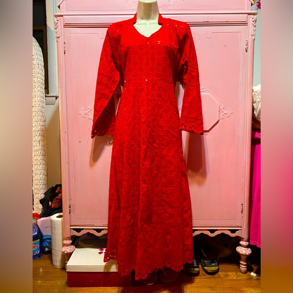 Brand new from India. Long red sequin dress US size 12 - Picture 2 of 16